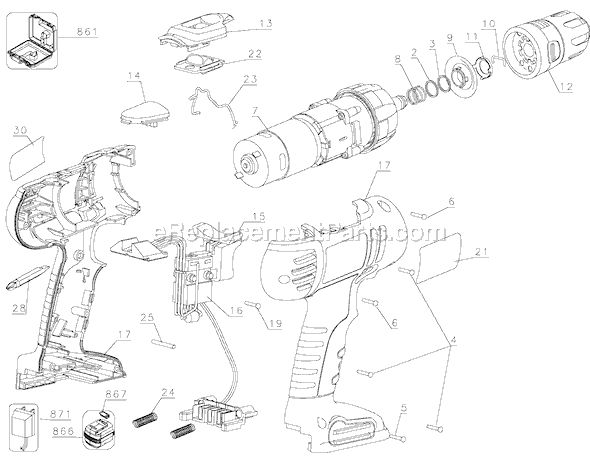 Page A Diagram and Parts List for HPD1802 Type 3 Black and Decker Cordless Drill